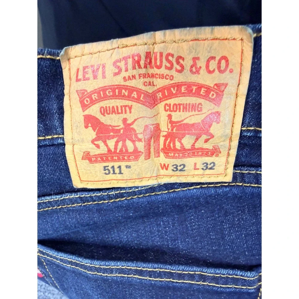 Levis 511 Slim Fit Jeans Mens 32x32 Dark Wash Blue Denim Stretch 04511-1390